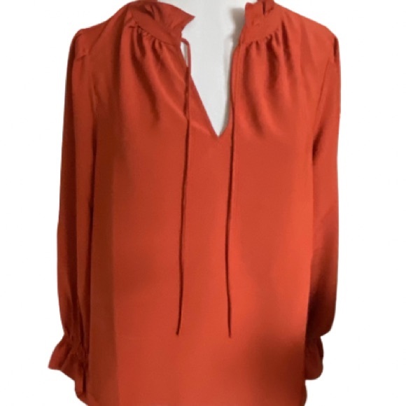 J. Crew Womens Gathered Ruffle Drapey Top in Deep Ember Size L - Picture 3 of 6